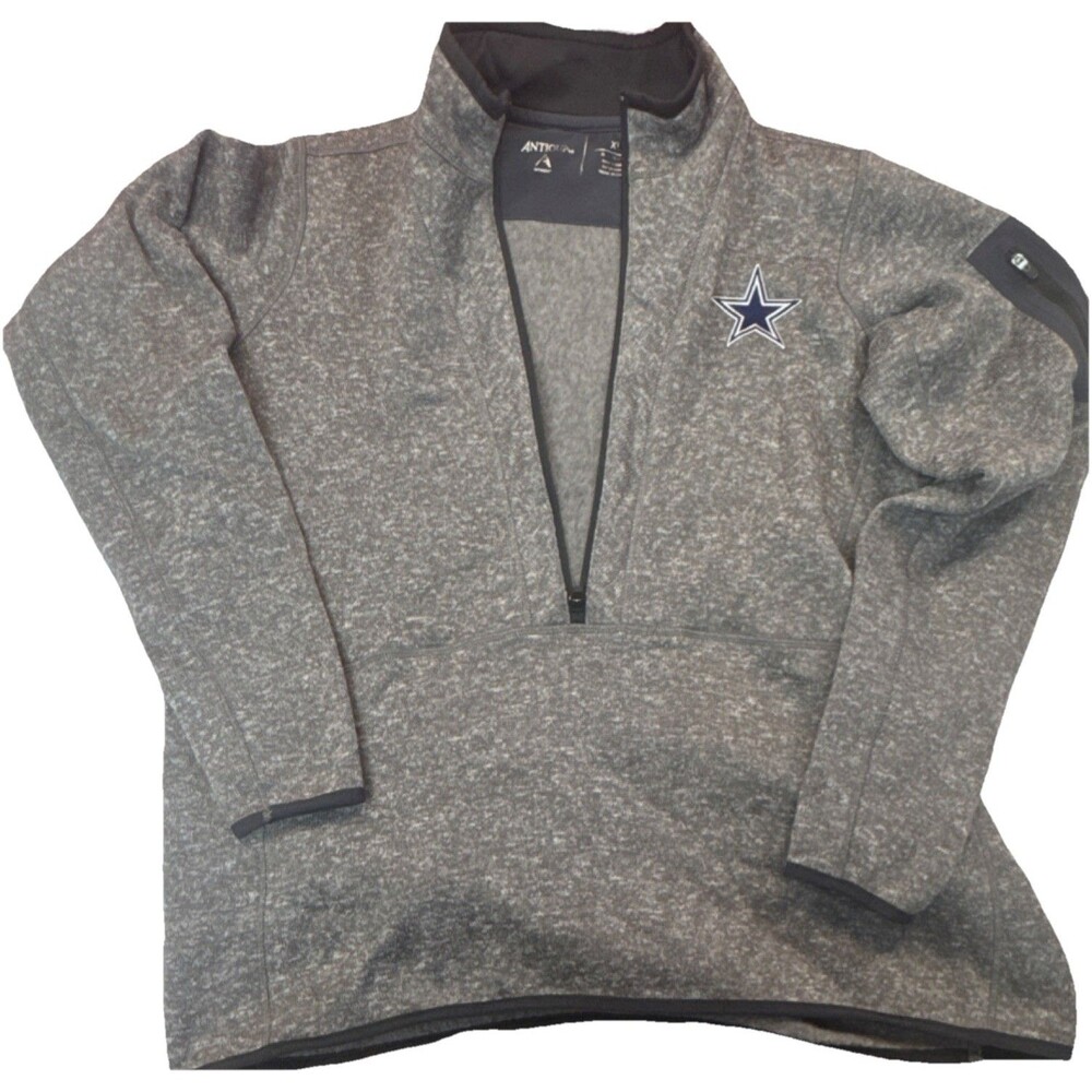 Antigua Women's Dallas Cowboys Gray 1/2 Zip Pullover Sweater XL 100% Polyester